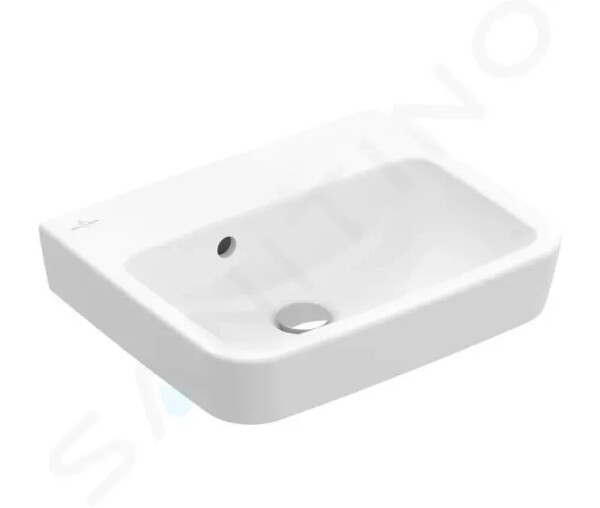 VILLEROY & BOCH - O.novo Umývátko 450x370 mm, s přepadem, bez otvoru pro baterii, AntiBac, CeramicPlus, alpská bílá 434447T2