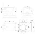 Erga Mery, závěsná WC mísa Rimless Tornado Flush 490x340x350 mm + toaletní sedátko s pomalým zavíráním, bílá, ERG-MERY-CE-94-001