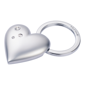 TROIKA klíčenka - matné srdíčko, kovová, Swarovski, stříbrná