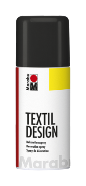 Marabu Textil Design Spray 150 ml – černá 073. Barva na textil ve spreji, akrylový sprej na tkaniny, šablony na textil, dekorace oděvů, praní 30 C naruby, Německo