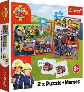 Trefl - Puzzle - Sada 3v1 Požárník Sam (2x puzzle + pexeso)