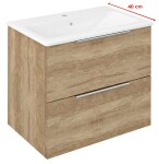 SAPHO - SET koupelnová skříňka CIRASA 60cm s úzkým umyvadlem a LED zrcadlem, 2x zásuvka, dub alabama KSET-113
