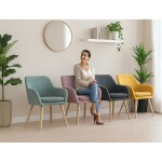 Jídelní židle, potah šedá látka, nohy masiv kaučukovník