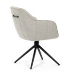 Židle jídelní a konferenční, krémová látka, černé kovové nohy, otočný mechanismus