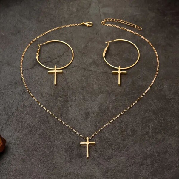 Dovoz Náhrdelník + náušnice s křížkem