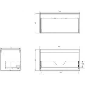 MEXEN - Box-A skříňka pro umyvadlo 90, 1 šuplík, bílá mat 91AX0-0900-470-1-01