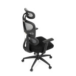 Kancelářská židle, šedá síťovina, černý plast, kolečka na tvrdé podlahy