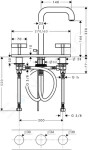 AXOR - Citterio Umyvadlová baterie s výpustí, 3-otvorová instalace, chrom 39134000