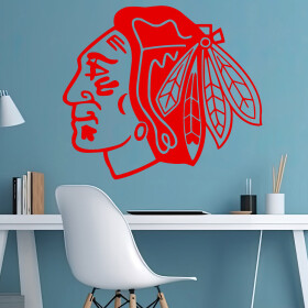 Samolepka Hokejový tým Chicago Blackhawks Barva: červená, Velikost: 80 x 69 cm