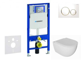 GEBERIT - Duofix Set předstěnové instalace, klozetu Oudee a sedátka softclose, tlačítko Sigma20, bílá/pozlacená SANI11CA3133