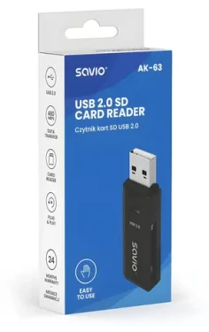 Čtečka paměťových karet SD AK-63 / Čtečka paměťových karet / USB 2.0 / 480 Mbps (SAVAK-63)