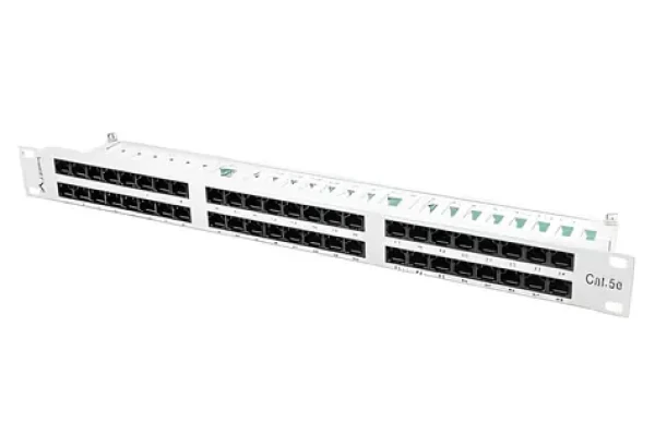Lanberg Patch panel 19" 48 portů šedý / Patch panel / 1U / CAT5E / UTP (PPU5-1048-S)