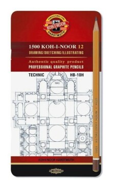 Koh-i-noor tužka grafitová technická HB-10H souprava 12ks v plechové krabičce
