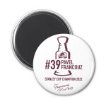 FansArena Magnet na lednici Pavel Francouz #39 Stanley Cup Champion 2022 Colorado Avalanche NHL 44 mm - bílý