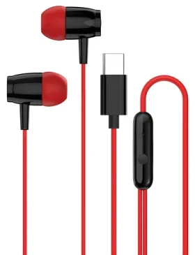 CANYON SEP-5 černo-červená / Sluchátka do uší / USB-C kabel 1,2 m / Integrované ovládání (CNS-CEP5R)