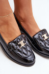 Kožené Lakované Mokasíny Se Zlatou Dekorací Laura 2927 Černé 36