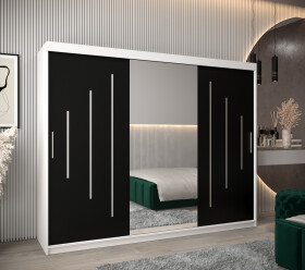Šatní skříň Abi Y1 Barva korpusu: Bílá, Rozměry: 250 cm, Dveře: Černá