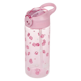 Tritanová láhev na pití s brčkem Tlapky, 500 ml