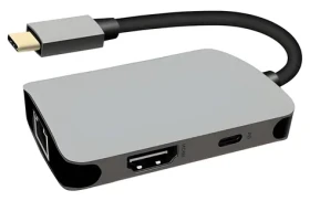 PremiumCord USB-C na HDMI + RJ45 + PD adaptér / Adaptér / HDMI + RJ45 + Power Delivery / hliníkové pouzdro (ku31dock18)