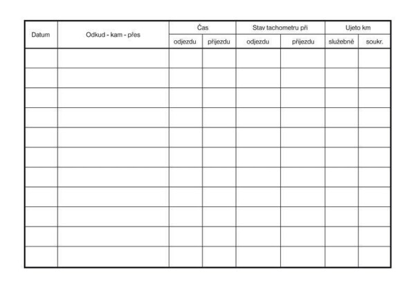 Kniha jízd firemního vozidla, A6, 32 listů