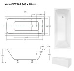 BESCO - Obdélníková vana OPTIMA - Nožičky k vaně - S nožičkami, Rozměr vany - 140 × 70 cm VANOPT14+OLVPINOZ