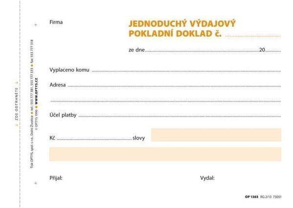 Výdajový doklad jednoduchý, A6, 100 listů, NCR