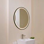 Kielle - Idolio Zrcadlo s LED osvětlením a vyhříváním, průměr 80 cm, černá 50324044