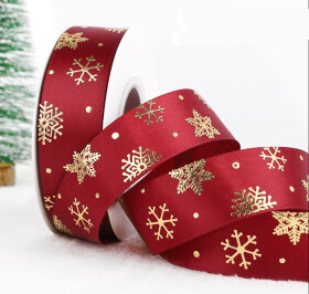 Cake star Vánoční stuha bordová-vločky 25mm x 22m