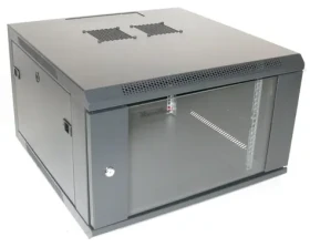 XtendLan Nástěnný rozvaděč 6U černý / Nástěnný rozvaděč / 19" / 600x600 mm / nosnost 60 kg / skleněné dveře (WM-6U-66-BLACK-P)