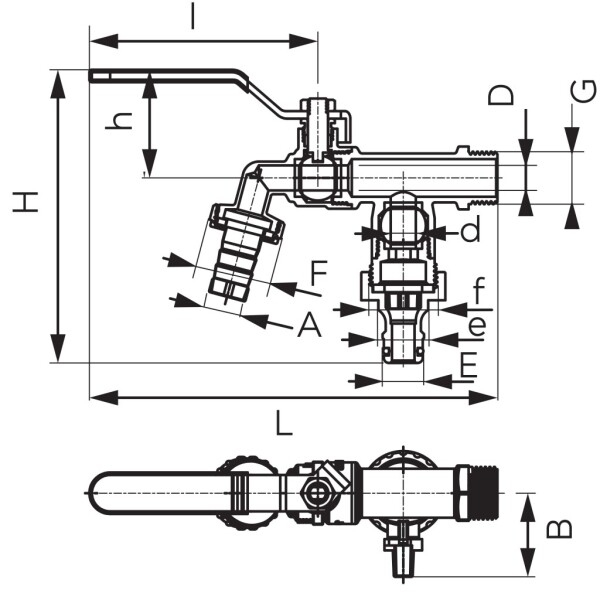 NOVASERVIS - Zahradní kulový kohout s 2 vývody 3/4" KCD2