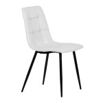 Židle jídelní, bílá látka, čtyřnohá kovová podnož, černý mat
