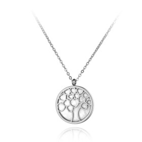 Ocelový náhrdelník Lucia - chirurgická ocel, strom života, Stříbrná 40 cm + 5 cm (prodloužení)