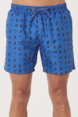 AC&Co / Altınyıldız Classics Men's Indigo Standard Fit Casual Patterned Swimwear Marine Shorts.