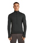 Pánská merino mikina ICEBREAKER Mens 200 Realfleece Descender LS Half Zip, Jet Heather/Black/Cb velikost: L