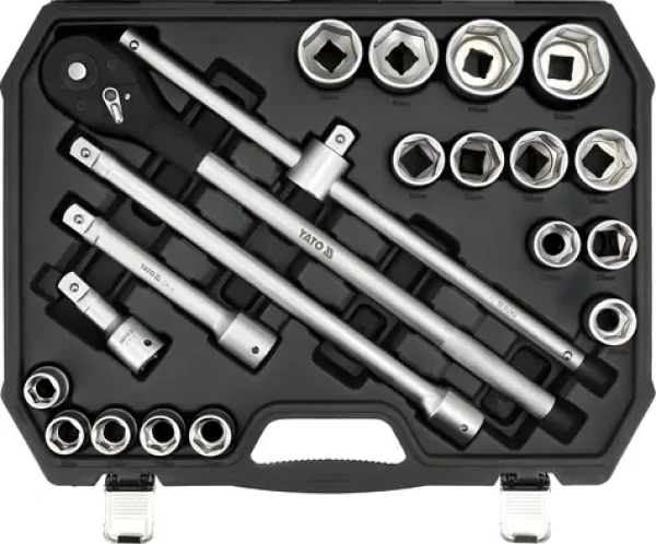 YATO Gola sada 3/4" 21 ks / Sada nástrčných klíčů / 19-50 mm / CrV ocel / plastový kufřík (YT-13351)
