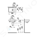 Laufen - Pro S Umývátko, 360x250 mm, bez otvoru pro baterii, bílá H8159600001091