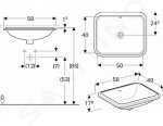 GEBERIT - VariForm Umyvadlo vestavné 580x490 mm, s přepadem, bílá 500.764.01.2