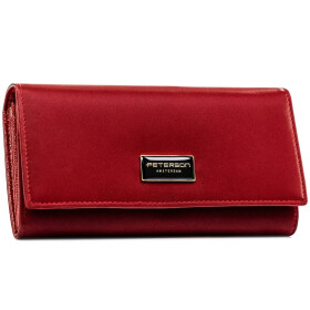 Trendy dámská koženkovo-kožená peněženka Peterson Hilax, červená