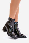 Lakované botky na podpatku z podšívkou a ozdobou MR880-021 černé D&A 37