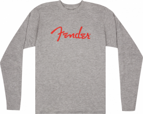 Fender Spaghetti Logo L/S T-Shirt, Heather Gray, M