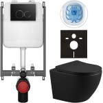 CERANO - Kompletní WC set Basic/Cesso - černá matná - WC tlačítko Dualo/Černá - pro zazdění - 49x36 CER-8050BD86336