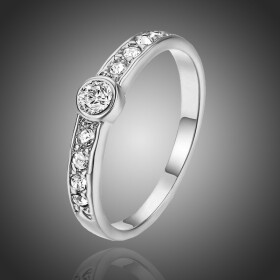 Pozlacený prsten Agnelli s 3ct čirým zirkonem, Stříbrná 56