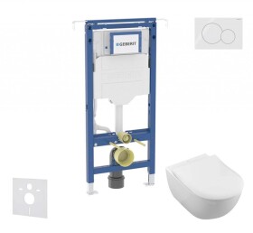 GEBERIT - Duofix Set předstěnové instalace, klozetu a sedátka Villeroy Boch, tlačítka Sigma01, DirectFlush, SoftClose, CeramicPlus, alpská bílá SANI11CK3113