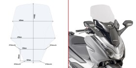 D1166St plexi čiré Honda Forza 125-300 (19-20), vxš580x445 mm, vyšší o 110 mm