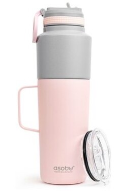 Asobu Twin Pack Bottle with Mug Pink 0.9 L + 0.6 L / Termoláhev + hrnek / nerezová ocel (TWP33 PINK)
