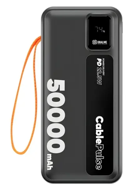 Obal:Me CablePulse 50000mAh 22,5W černá / Powerbanka / integrované kabely / USB-C / USB-A (8596311292507)