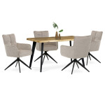 Židle jídelní, taštičkové pružiny v sedáku, 180° otočný mechanismus, lanýžová voděodolná látka, černý kov