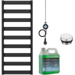 CERANO - Koupelnový elektrický radiátorový set Adriano - WIFI - 600W - černá matná - 1200x500 mm CER-594574