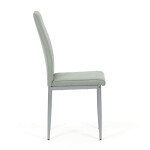 Židle jídelní, zelená látka, šedé kovové nohy