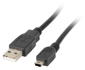 Lanberg CA-USBK-10CC-0018-BK černá / Kabel USB-A – Mini USB / USB 2.0 / 1,8 m (CA-USBK-10CC-0018-BK)